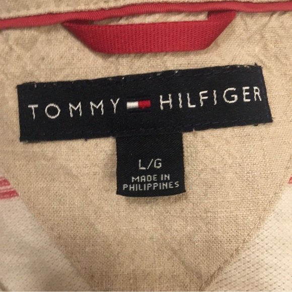 Vintage Cream and Red Striped Tommy Hilfiger Polo - Picture 6 of 8
